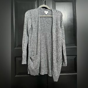 grey cardigan